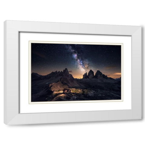 Rising Over Tre Cime White Modern Wood Framed Art Print with Double Matting by F. Turienzo, Carlos