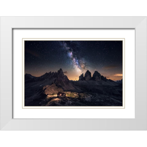Rising Over Tre Cime White Modern Wood Framed Art Print with Double Matting by F. Turienzo, Carlos