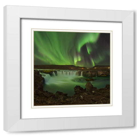 Waterfall Of Gods White Modern Wood Framed Art Print with Double Matting by Smid Master, Jan