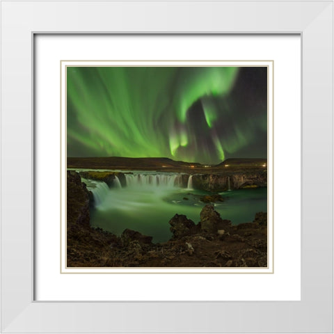Waterfall Of Gods White Modern Wood Framed Art Print with Double Matting by Smid Master, Jan