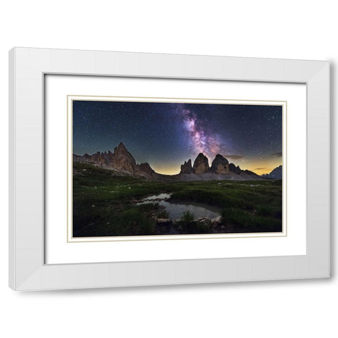 Tre Cime Di Lavaredo White Modern Wood Framed Art Print with Double Matting by Krivec, Ales