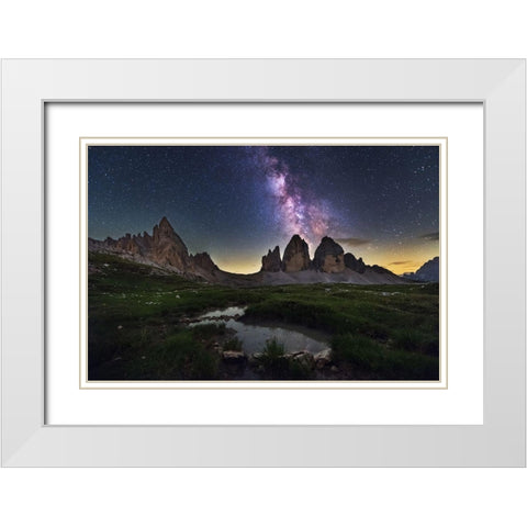 Tre Cime Di Lavaredo White Modern Wood Framed Art Print with Double Matting by Krivec, Ales