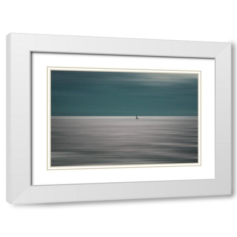 Going For The Horizon White Modern Wood Framed Art Print with Double Matting by De Laat, Bernardine