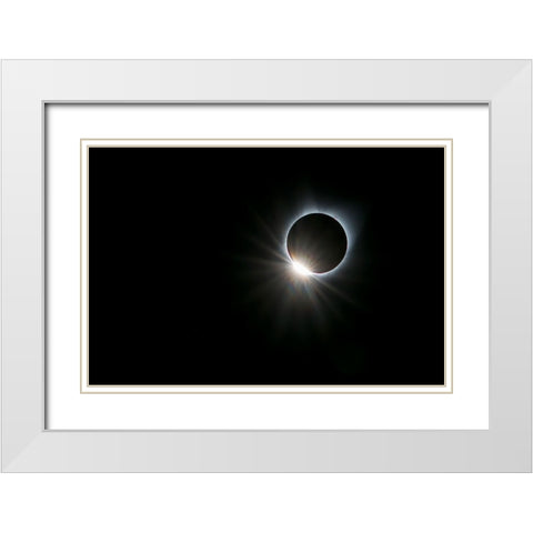 Solar Ring White Modern Wood Framed Art Print with Double Matting by Zhu, Hua