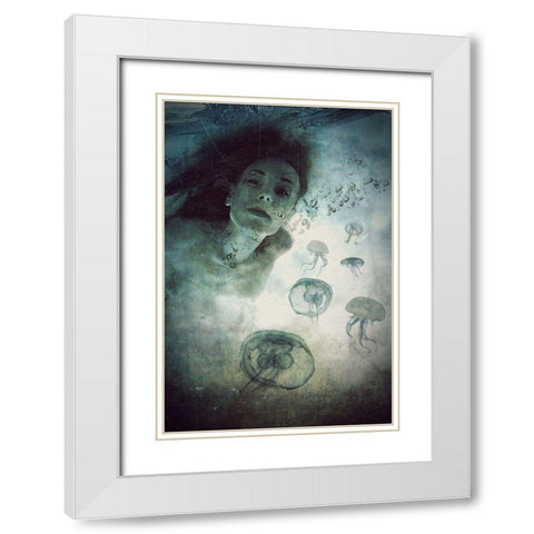 Siren White Modern Wood Framed Art Print with Double Matting by Lazarska, Lucyna