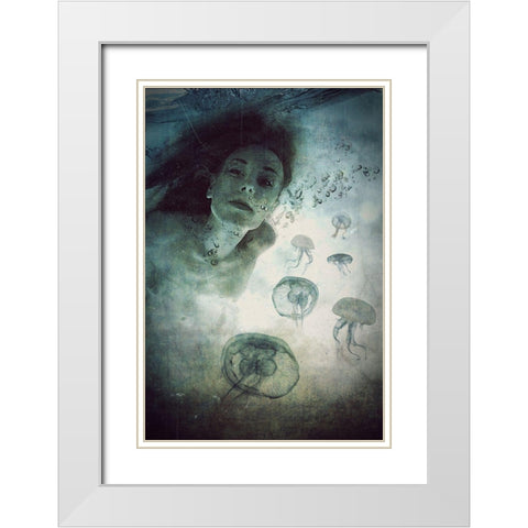 Siren White Modern Wood Framed Art Print with Double Matting by Lazarska, Lucyna