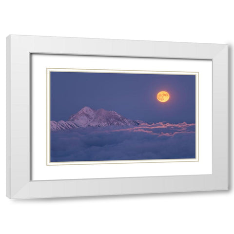 Super Moon Rises White Modern Wood Framed Art Print with Double Matting by Krivec, Ales