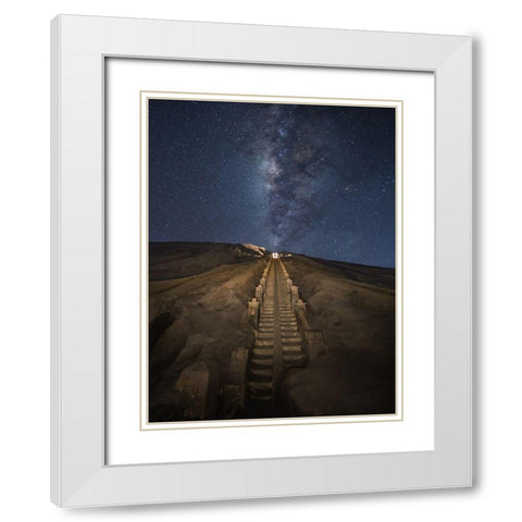 Reach The Stars White Modern Wood Framed Art Print with Double Matting by Song, Gunarto