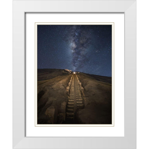 Reach The Stars White Modern Wood Framed Art Print with Double Matting by Song, Gunarto