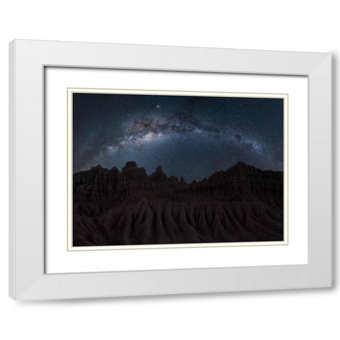 Ancient Land White Modern Wood Framed Art Print with Double Matting by Zhu, Jingshu