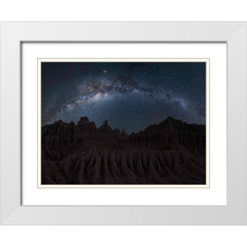 Ancient Land White Modern Wood Framed Art Print with Double Matting by Zhu, Jingshu