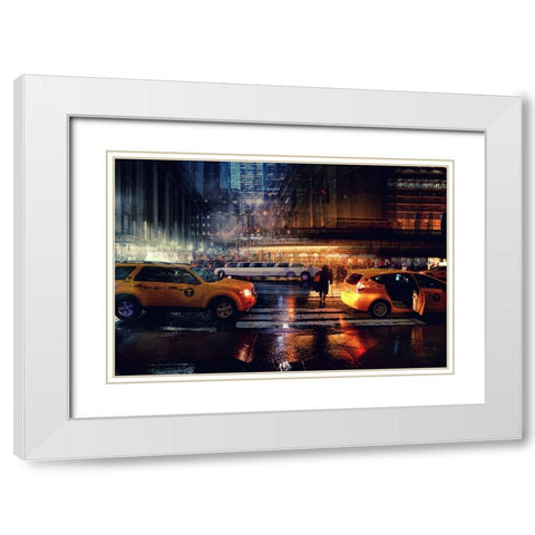 Taxi White Modern Wood Framed Art Print with Double Matting by Della Latta, Massimo