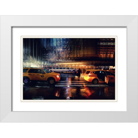 Taxi White Modern Wood Framed Art Print with Double Matting by Della Latta, Massimo