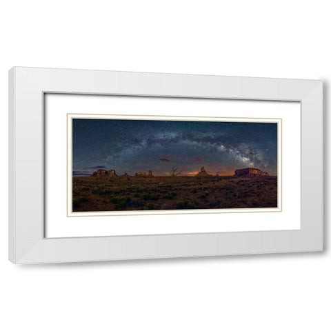 Milky Way Over The Monument Valley White Modern Wood Framed Art Print with Double Matting by Zhu, Hua