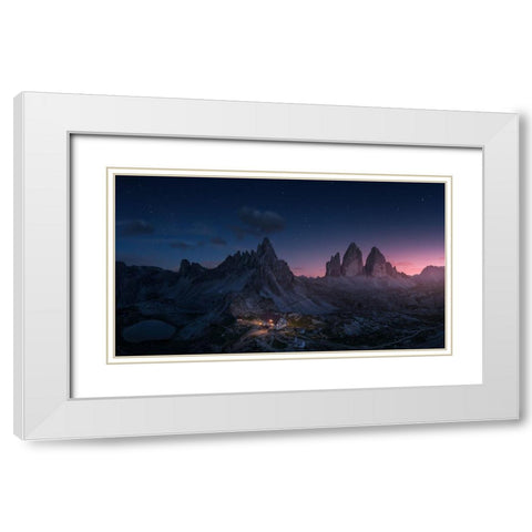 Drei Zinnen White Modern Wood Framed Art Print with Double Matting by F. Turienzo, Carlos