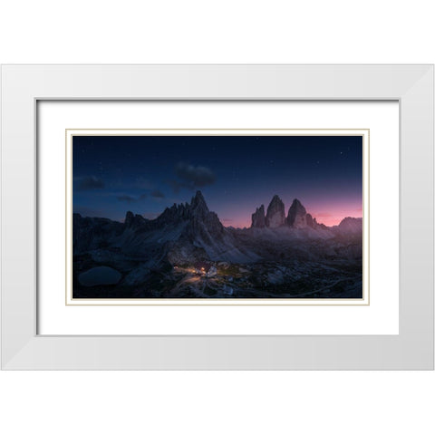 Drei Zinnen White Modern Wood Framed Art Print with Double Matting by F. Turienzo, Carlos