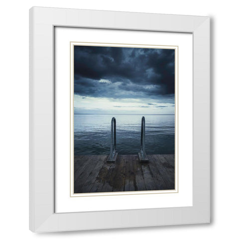 Moody Jetty White Modern Wood Framed Art Print with Double Matting by Lindsten, Christian