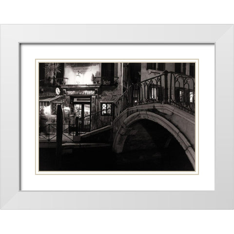 Trattoria Al Ponte White Modern Wood Framed Art Print with Double Matting by Vegh, Izabella