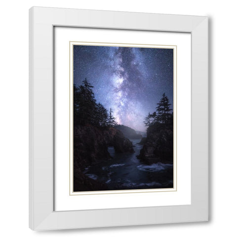 The Coast At Night White Modern Wood Framed Art Print with Double Matting by Gastager, Daniel