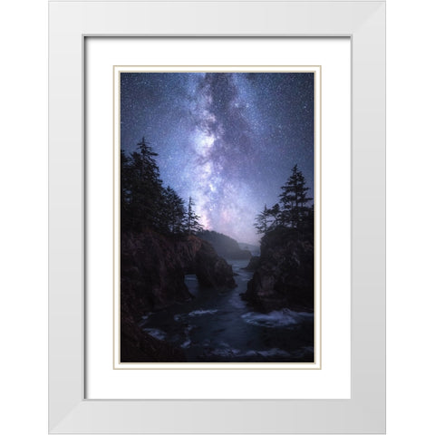 The Coast At Night White Modern Wood Framed Art Print with Double Matting by Gastager, Daniel