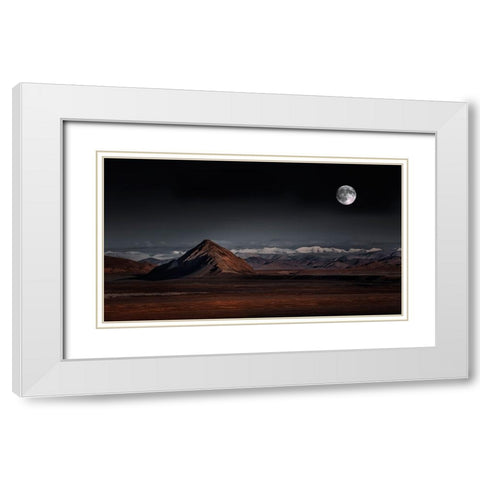 Moon Night White Modern Wood Framed Art Print with Double Matting by Selions