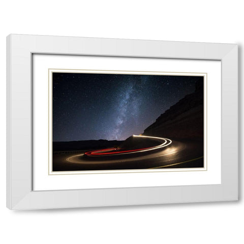 Milky Way Over Mitzpe Ramon White Modern Wood Framed Art Print with Double Matting by Vansover, Erez