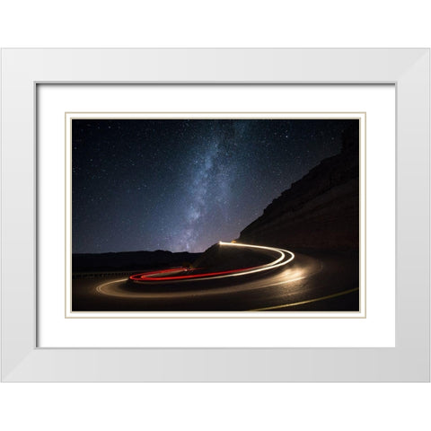 Milky Way Over Mitzpe Ramon White Modern Wood Framed Art Print with Double Matting by Vansover, Erez
