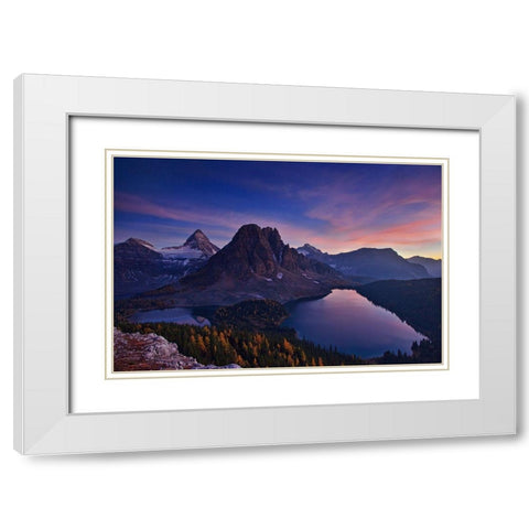 Twilight At Mount Assiniboine White Modern Wood Framed Art Print with Double Matting by Zhang, Yan