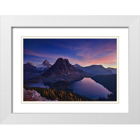 Twilight At Mount Assiniboine White Modern Wood Framed Art Print with Double Matting by Zhang, Yan