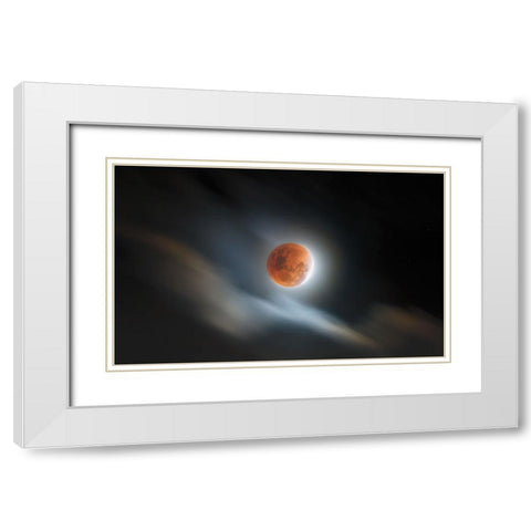 Super Blood Lunar Eclipse White Modern Wood Framed Art Print with Double Matting by Juniawan, Rooswandy