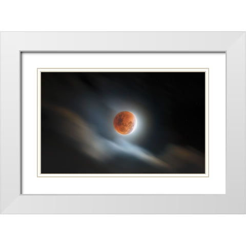 Super Blood Lunar Eclipse White Modern Wood Framed Art Print with Double Matting by Juniawan, Rooswandy