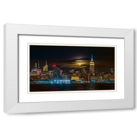 Super Blue Moon 2018-New York City White Modern Wood Framed Art Print with Double Matting by Zhu, Hua
