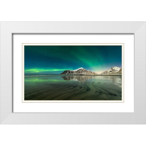 Skagsanden Lines White Modern Wood Framed Art Print with Double Matting by Pelissier, Marc