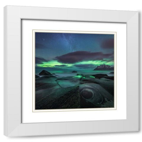 Chasing The Green Lady White Modern Wood Framed Art Print with Double Matting by R. Nebelski, Rafal