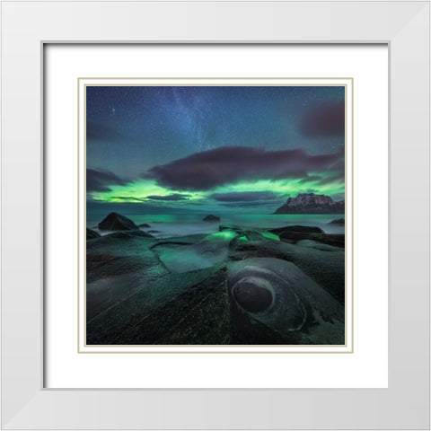 Chasing The Green Lady White Modern Wood Framed Art Print with Double Matting by R. Nebelski, Rafal