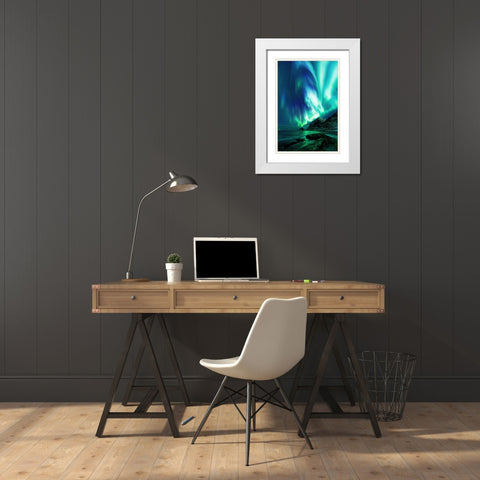 Haukland Beach White Modern Wood Framed Art Print with Double Matting by Fleckenstein, Martin