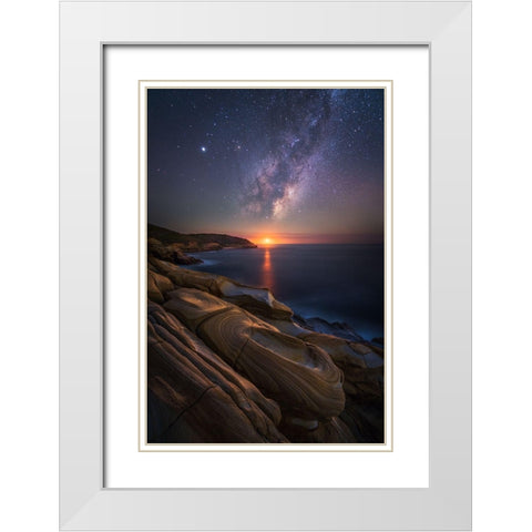 Lonely Planet White Modern Wood Framed Art Print with Double Matting by Fan, Tim