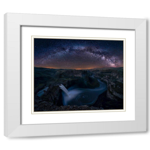 Starry Night Over Palouse Falls White Modern Wood Framed Art Print with Double Matting by Jacobs, Lydia