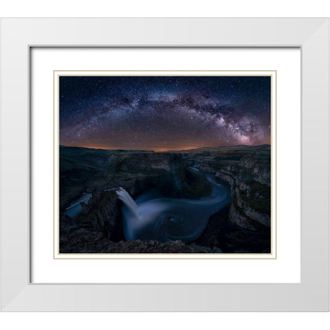 Starry Night Over Palouse Falls White Modern Wood Framed Art Print with Double Matting by Jacobs, Lydia