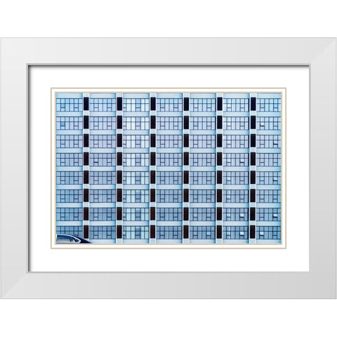 The Waiting Car White Modern Wood Framed Art Print with Double Matting by Flour, Piet