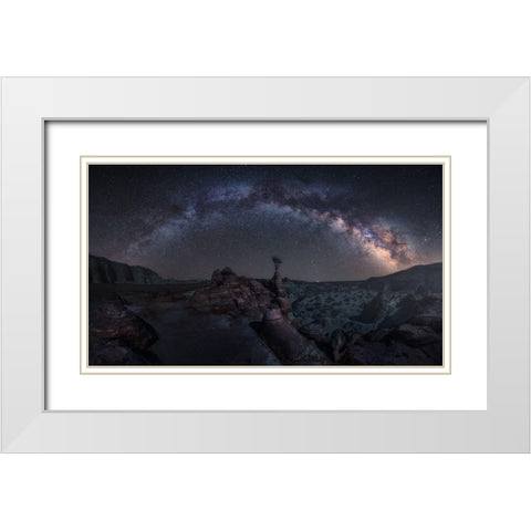 Toadstool Night White Modern Wood Framed Art Print with Double Matting by F. Turienzo, Carlos