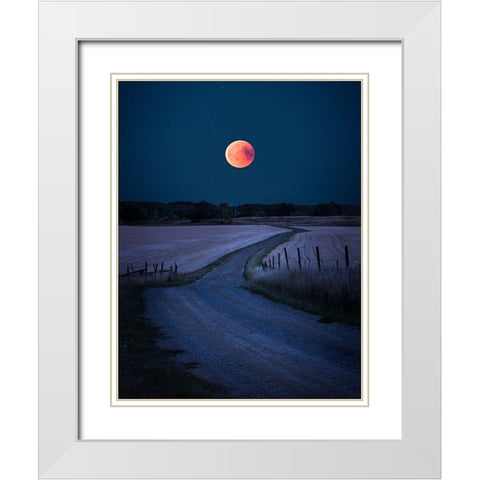 Bloodmoon 2018 White Modern Wood Framed Art Print with Double Matting by Lindsten, Christian