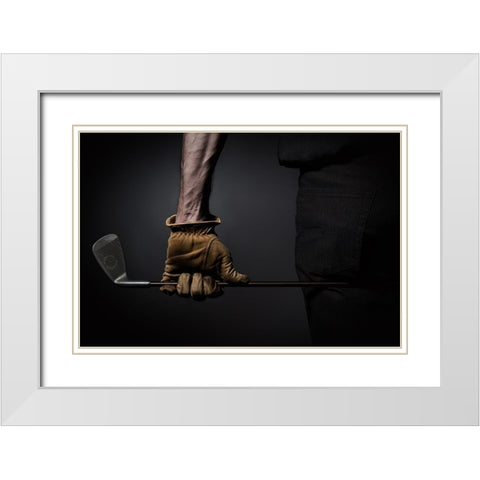 Yellow Glove White Modern Wood Framed Art Print with Double Matting by Scheunders, Jan