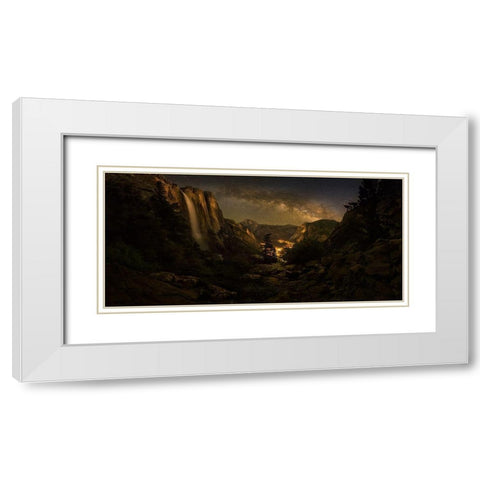Yosemite Falls White Modern Wood Framed Art Print with Double Matting by Zhang, Yan