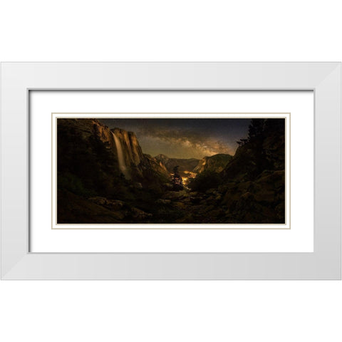 Yosemite Falls White Modern Wood Framed Art Print with Double Matting by Zhang, Yan