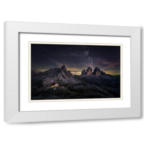 Tre Cime Di Lavaredo White Modern Wood Framed Art Print with Double Matting by Deng, Larry