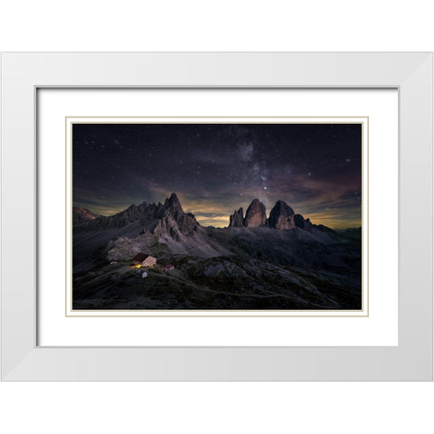 Tre Cime Di Lavaredo White Modern Wood Framed Art Print with Double Matting by Deng, Larry