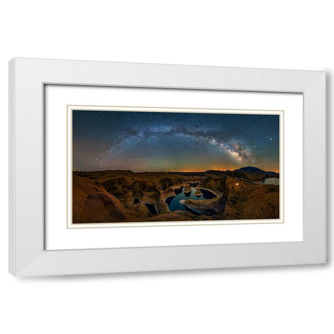 Milky Way Over Reflection Canyon White Modern Wood Framed Art Print with Double Matting by Zhu, Hua