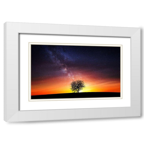 Milky Way White Modern Wood Framed Art Print with Double Matting by Hamiti, Bess