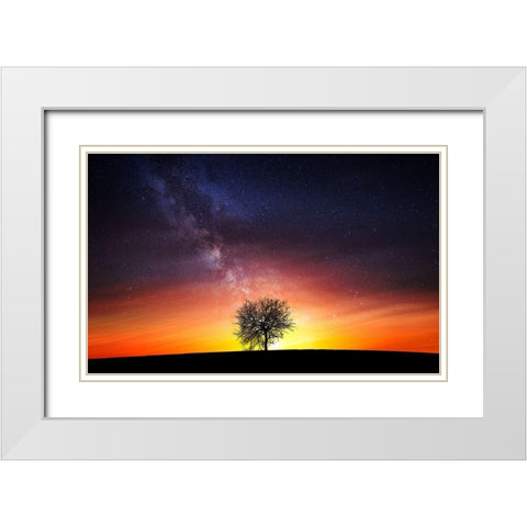 Milky Way White Modern Wood Framed Art Print with Double Matting by Hamiti, Bess